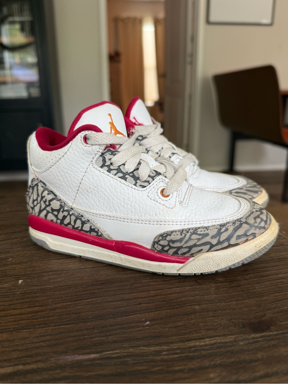 Nike Air Jordan 3 Retro Cardinal Red Preschool Kids Shoes 10.5C